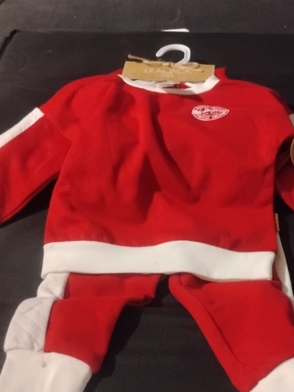 Red Kids Athletic Sweatshirt and Pants Set And A hat